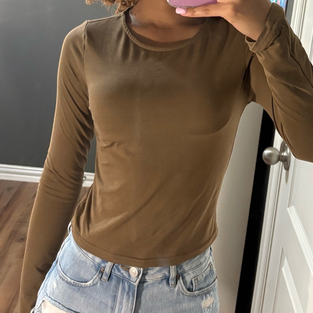 Women's Brown Long Sleeve Top